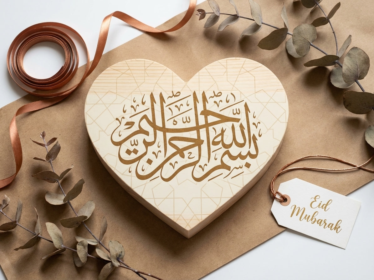 La Ilaha Illallah wooden block on nightstand